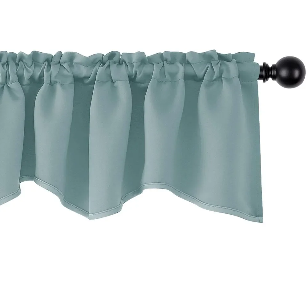 42W x 18L Inch, Scalloped Window Curtain Valance (Blue)